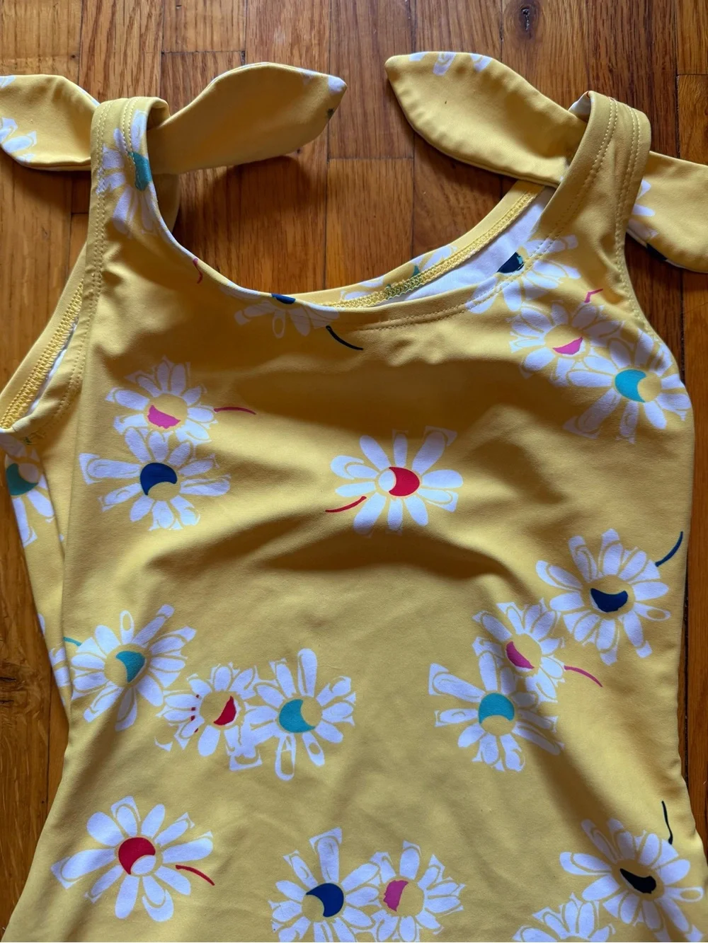Hanna Andersson Girls' Yellow Daisy One-Piece Swimsuit with Shoulder Ties